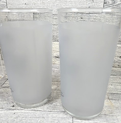 2 Vintage Bering Sea Originals Frosted Glasses Juice Caribou Alaska Barware