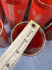 Lot 14 Vintage Mid Century Culver Red & Gold Siam Thai Goddess Drinking Glasses