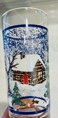Vintage Libbey Winter Cabin Country Snow Scene Tumbler Glasses Set of Two w/Tags