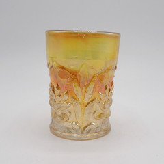 Water Lily & Cattails Marigold by Fenton Flat Tumbler Cup