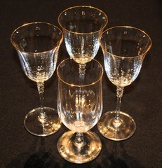 Mikasa Sonata Gold Set Of Three Water Glasses & One Iced Tea Glass
