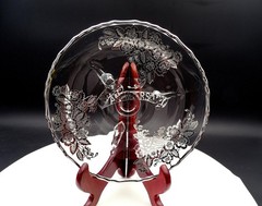 SILVER OVERLAY 25TH ANNIVERSARY AND FLORAL 3 TOED 7 1/2″ TIDBIT BONBON
