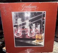 Gorham “A Holiday Tradition “ Crystal Reindeer 6 Piece Mixed Drink Set Boxed