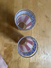 VTG Libbey Drinking Glasses Set Of 2 Stars And Stripes 16Oz 1976 Bicentennial EC