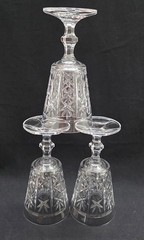 Royal Crystal Rock London Pattern Water Glasses 6-3/4″ Set Of 3 Goblets
