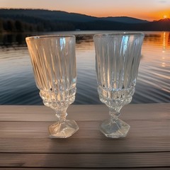 2 Fostoria Heritage Iced Tea Crystal Clear 12oz 7 1/8″ Glasses