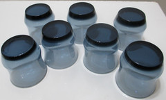 Vintage Libbey Glass Tumblers SET OF 7 Apollo Blue 3 1/4″ Tall Holds 6 oz