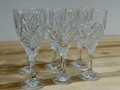 Set Of 6 DUBLIN Shannon by Godinger Crystal Water Goblets Wine Glasses 8” Tall
