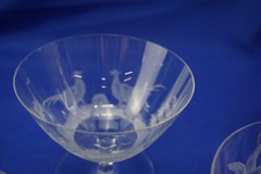 Hunt Safari Animal Scenes-(6) Low Sherbet Champagne Glasses, 3 3/8″ -LOT A (B61)