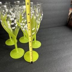 5 SIGNED Gloria Vanderbilt LILY OF THE VALLEY Painted WINE STEMS Goblet #R11