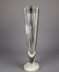 Toscany Crystal Clipper Ship Etched Tall Pilsner Beer Glass Set Of 2 with Label