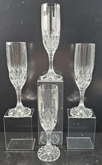 (4) Cristal D’Arques Bretagne Fluted Champagne Set Vintage Crystal Cut Stemware