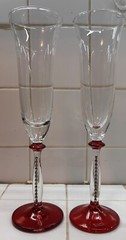 2 Creazioni Exclusive Franco Vetrerie Cristallerie Champagne Flute Red