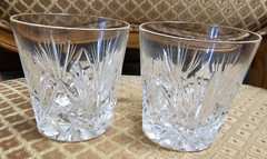 1950s Cut Crystal Whiskey Glasses 2 GORHAM Older Rosewood Pattern Barware