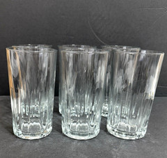 Vintage Crisa Kristalino 10-11 oz Tumblers Clear 5 3/8″h Set of 6 Marked