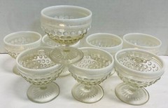 Vintage Lot of 1* Sherbet Cup*Fenton White Opalescence Moonstone Hobnail Glass*