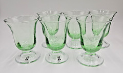 Six Abigails Adriana Italian Green Footed Tumblers Drinkware Set 5 1/2″ Tags