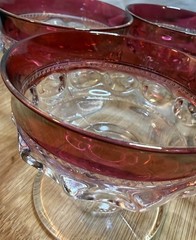 Indiana Glass Colony Ruby Red Thumbprint Footed Sherbet 3″ Set Of 4 Original Box