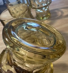 Vintage 70s Libbey Glass Tumblers Georgian Honeycomb Amber 4″ Tall – Set of 5