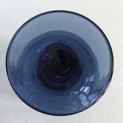 Dusky Blue Etched Roses Drinking Glasses Connoisseur Tulip Shape 12 Oz Set of 2