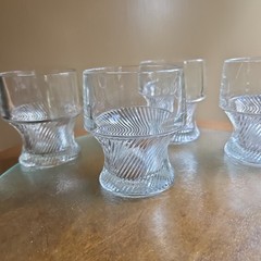 4 Federal DIANA Clear Glass Flat Tumbler 9 Oz Short Ribbed Swirled Glasses