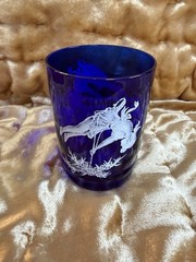 Art Nouveau Fenton Art Glass Victorian Mary Gregory Cobalt Blue Bedside Tumbler