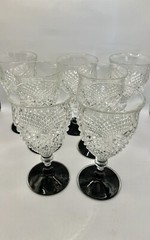Westmoreland English Hobnail Clear Water Goblets with Black Base Set of 7