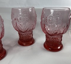 Set Of 3 Anthropologie Retired HELIANTHUS Pink Water Goblet Glass 5”