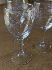 Vintage French Floral Wine Glasses Set of 3
