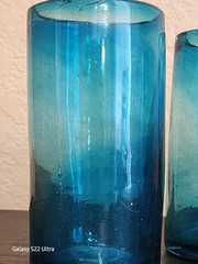 Set Of 3 Artland Inc. Iris Turquoise Blue High Ball Hand Blown Glasses 18oz
