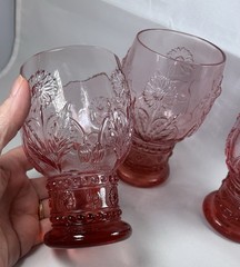 Set Of 3 Anthropologie Retired HELIANTHUS Pink Water Goblet Glass 5”