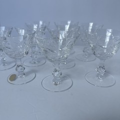 Vintage Lead Crystal Wine Glass 4” Cut Leaf Germany B1