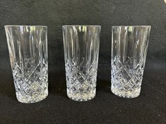 SET OF 3 MARQUIS BY WATERFORD MARKHAM CRYSTAL HIGHBALL GLASSES TUMBLERS 5 3/4″