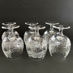 Set of 6 – Royal Brierley 10 oz Brandy Snifters 5″ Honeysuckle Pattern – Glasses