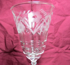 6- Rock Sharpe 3005-2 Etched Floral Water Goblets 1930-1940
