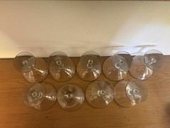 Vintage Gorham Platinum Smoke Crystal Champagne Coupe Glasses 3 7/8″ Set Of 9