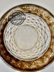 Vintage Handmade Highball glass, Geometric Gold Lattice Pattern, MCM Barware