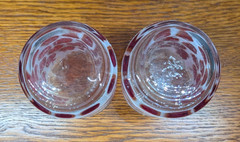 Vintage Libbey Cranberry Concord Frosted Drinking Glasses Retro Polka Dot Glass