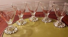 Vintage Etched Wine Glasses Anchor Hocking Boople Grape Design 4″ Lot Of 5