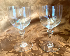 2 Baccarat Crystal France NORMANDIE Tall Goblets / Wine Glasses 6 1/2″