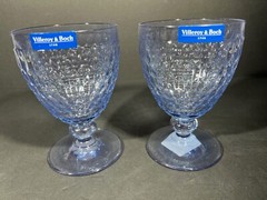2 Villeroy & Boch Boston Blue Water Goblets- Germany- New with tags