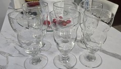 Princess House Heritage Coffee Glass Mugs Set of 6 Etched Floral Footed Crystal