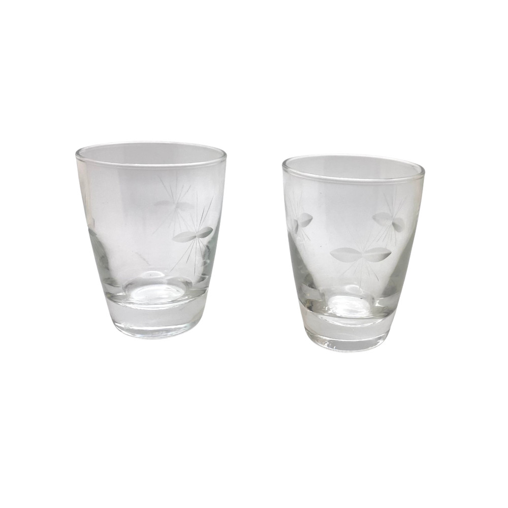Vintage Flat Juice Glass Starglow Pattern by Libbey Glass Company Set of 2 Two