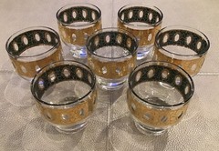 Culver Antigua MCM 22K Gold Old Fashioned Cocktail Glasses . Set of 7