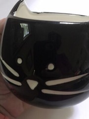 Black Cat Cup Ceramic Mug Feline Cute White Whisker Cat Shaped Coffee Decor VGPC