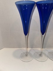 3 Blue 10 3/4 Flared Champagne Flutes