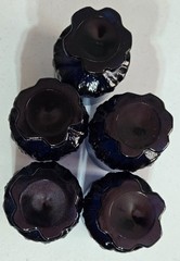 Set of 5 MCM Madeira Dark Blue Glass Goblets by FRANCISCAN Tiffin ~5.5 inches~