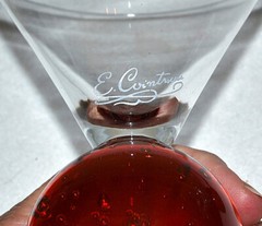 MCM SIGNED E. COINTROCUS? FLOATING BUBBLE HOT ORANGE Ball Bottom Martini Glass