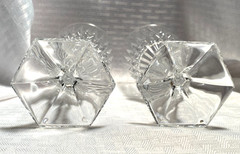 FOSTORIA HERITAGE PAIR OF WATER GLASSES CLEAR CRYSTAL AMERICAN HEX FOOT