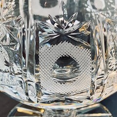 Vintage Diamond Cut CRYSTAL BRANDY CONGAC SNIFTERS Stars Pedestals Germany 3.5″